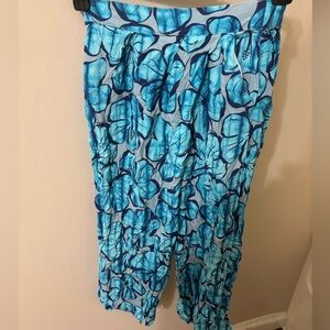 Zara Teal and Navy Flower Patterned Trousers